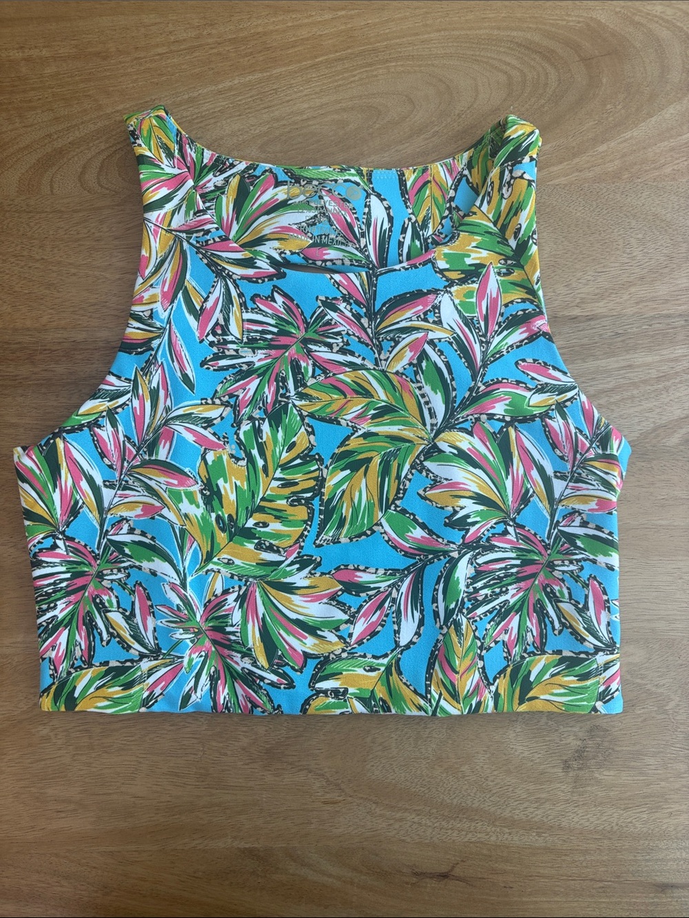 BECCA Blue Tropical Leaf Crop Top